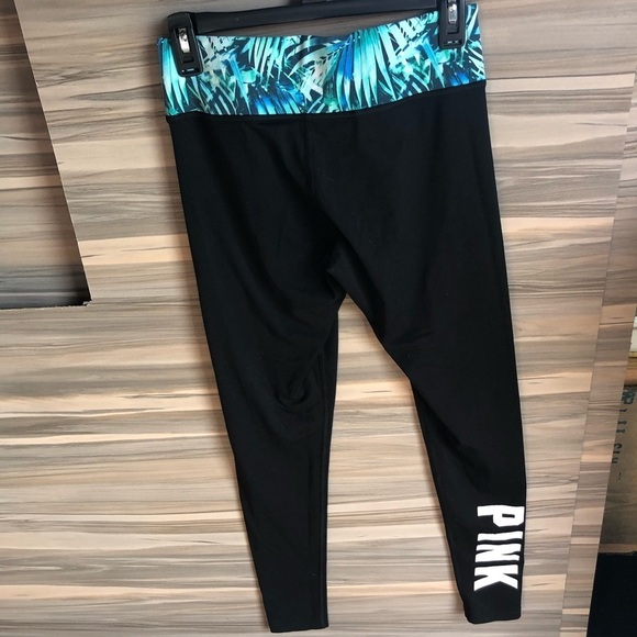 Pink Victoria’s Secret tropical leggings size small blue stretchy workout pants​ - Picture 4 of 7